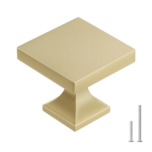 homdiy Gold Cabinet Knobs 10 Pack Brushed Gold Square Cabinet Knobs - color: Brushed Gold, size: 10 Pack