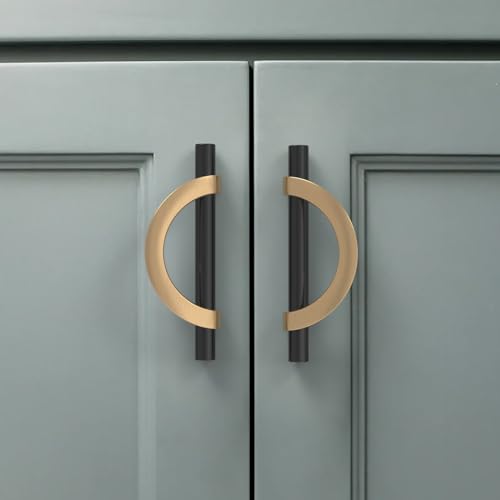 Amerdeco 10 Pack Black Brushed Gold Cabinet Pulls 3.75 Inch(96MM) Hole Centers Kitchen Cabinet Handles Hardware Kitchen Handles for Cabinets Cupboard Handles Drawer Pulls… - color: Champagne Black Gold, size: 3.75"/96MM Hole Center, style: 10 Pack