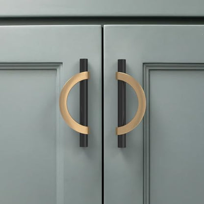 Amerdeco 10 Pack Black Brushed Gold Cabinet Pulls 3.75 Inch(96MM) Hole Centers Kitchen Cabinet Handles Hardware Kitchen Handles for Cabinets Cupboard Handles Drawer Pulls… - color: Champagne Black Gold, size: 3.75"/96MM Hole Center, style: 10 Pack