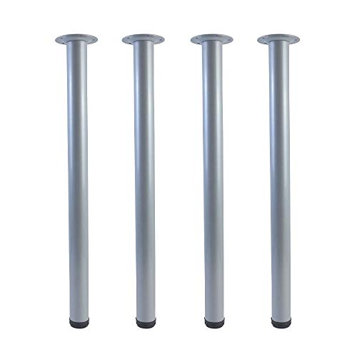 QLLY 28 inch Adjustable Metal Desk Legs, Heavy Duty Furniture Table Legs with 1" Leveling Adjustment for DIY Office Desk, Workbench, Dining Table, Set of 4 (Grey) - color: Grey, size: 28 inch