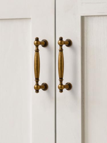 5 Pack Antique Brass Cabinet Pulls 3-3/4" Hole Center - color: Antique Brass, size: 3.75" hole center