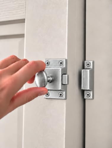 QCAA Traditional Large Oval Turn Cabinet Latch, Solid Brass, 2", for Cupboard & Other Furniture, Brushed Satin Nickel, 1 Pack, Made in Taiwan - color: Brushed Satin Nickel, size: 1 Pack