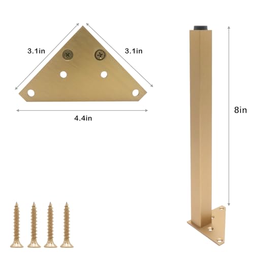 Geesatis 8" Adjustable Table Legs,Brushed Antique Gold Furniture Legs - color: Brushed Antique Gold, size: 8 In