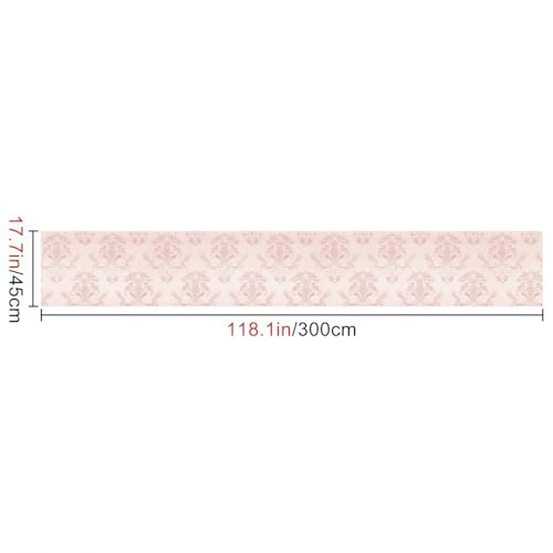 HOMETITUTE Pink Damask Peel and Stick Wallpaper 118.1x17.7 Inch Vinyl - color: Pink Classic Damask