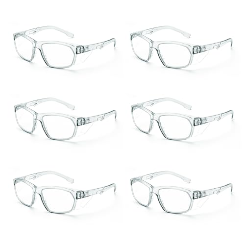 ProtectX Stylish Safety Glasses Anti-Fog Scratch Charcoal Clear - 6PC - color: 6 Pack Charcoal