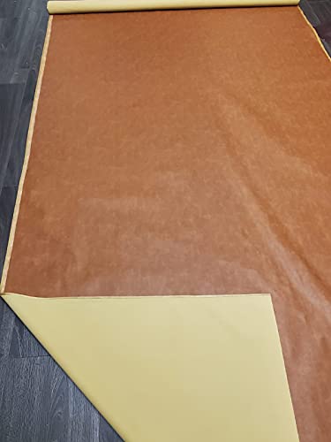 NAT Leathers | British Tan Soft Faux Vegan PU (Peta Approved Vegan) Leather by The Yard Synthetic Pleather 0.9 mm Nappa Yards (900 inch x 54 inch) Soft Smooth Upholstery (Cognac Tan, 25 Yards - color: Cognac Tan, size: 25 yards (900"x54")