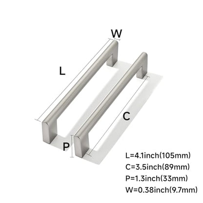 10 Pack 3-1/2 Inch Hole Center Brushed Satin Nickel Cabinet pulls Heavy Duty Solid Hardware for bathrooms Dressing Tables cabinets and Kitchen cabinets. - color: Brushed Satin Nickel, size: 3-1/2 Inch Hole Center