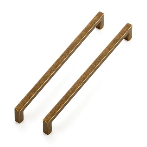 Ravinte Antique Brass Cabinet Handles Solid Cabinet Pulls 7-1/2 Inch 5 Pack - color: Antique Brass, size: Flat Black 7-1/2'' Hole Center