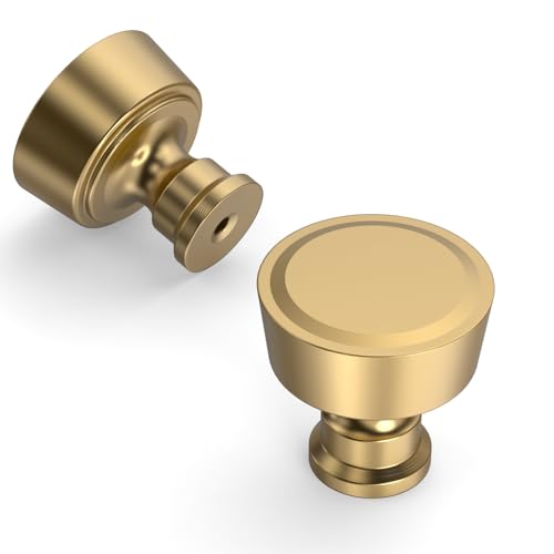 Amerdeco 10 Pack Champagne Bronze Cabinet Knobs Single Hole Cabinet Pulls Diameter Round Drawer Knobs and Pulls for Bathroom Cabinets ZH0075 - color: Champagne Bronze, size: Single Hole