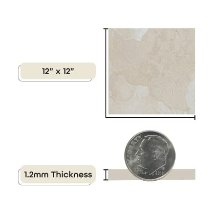 Tivoli Peel & Stick Vinyl Floor Tiles, 45-Pack, 12 x 12 in, White - color: White Slate