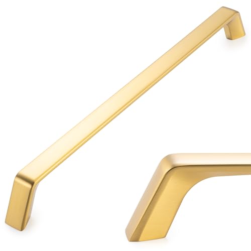 KOOFIZO 1 Pack 8-4/5 Inch Brushed Gold Cabinet Pulls Gold Cabinet Handles Hardware for Kitchen Cabinets Drawers P21 Bedroom Dresser Bathroom Vanity Cupboard - color: Brushed Gold, size: 8-4/5" CC - 1Pcs