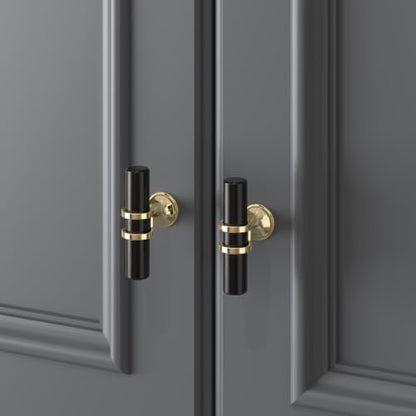 Haliwu 10Pack Black and Gold Cabinet Knobs - color: Black&Gold, size: 2-inch (50mm) single hole