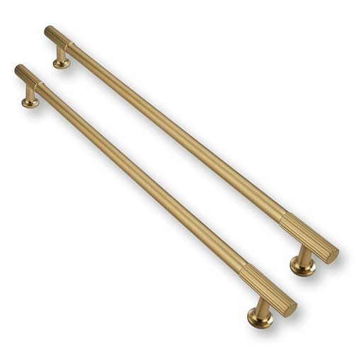 2 Pack 12 Inch(305mm) Hole Center Brushed Brass Cabinet pulls Kitchen Handles Solid Heavy Duty Brushed GoldCabinet Pull Kitchen Hardware - color: Brushed Brass, size: 12 Inch(305mm)Hole Center