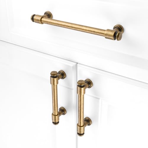 KOOFIZO 10 Pack 6-1/4 in Antique Brass Cabinet Pulls, Drawer Handles P11 - color: Antique Brass, size: 6-1/4" CC