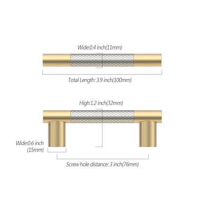 Asidrama 10 Pack 3 Inch(76mm) Knurled Gold and Brush Satin Nickel Kitchen Cabinet Handles,Cabinet Pulls Kitchen Cabinet Hardware Cupboard Handles Drawer Handles Dresser Pulls 4496A - color: Gold-Nickel, size: 3" Hole Center(76mm)