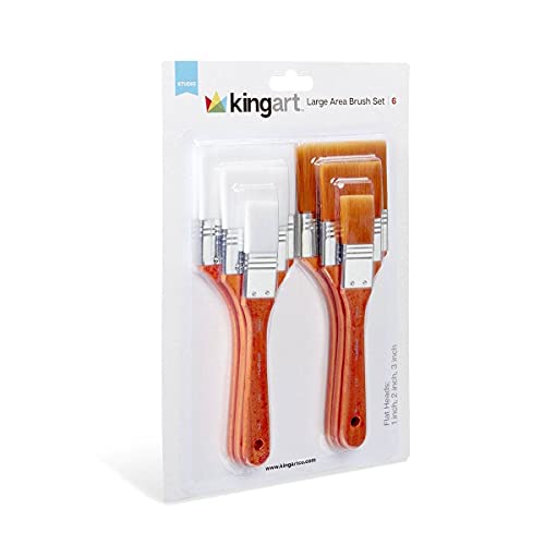 KINGART 6-Piece Paint Brushes Set for Acrylic Painting, Oil Watercolor Acrylic Paint Brush, Artist Paintbrushes for Body Face Rock Canvas, Arts Crafts Supplies
