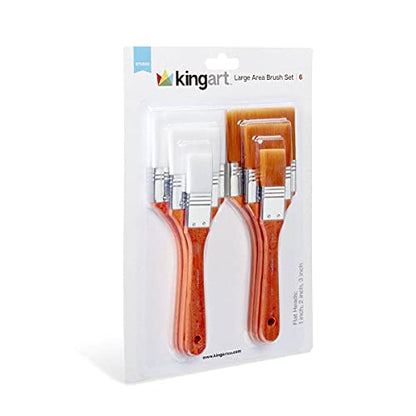 KINGART 6-Piece Paint Brushes Set for Acrylic Painting, Oil Watercolor Acrylic Paint Brush, Artist Paintbrushes for Body Face Rock Canvas, Arts Crafts Supplies