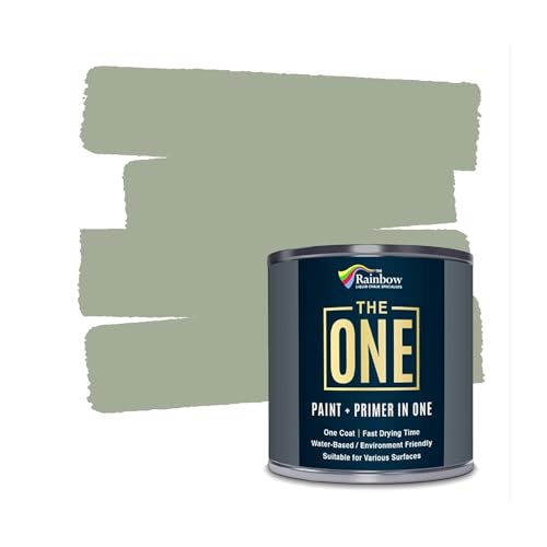 THE ONE All-In-One Paint & Primer - Sage Green Satin, 8.5 Fl Oz/250ml | 1 Coat Formula | Easy Indoor & Outdoor Decorating for Home & Garden Walls, Floors & Furniture | Water-Based & Low VOC - color: Sage Green, size: 8.5 Fl Oz (Pack of 1)