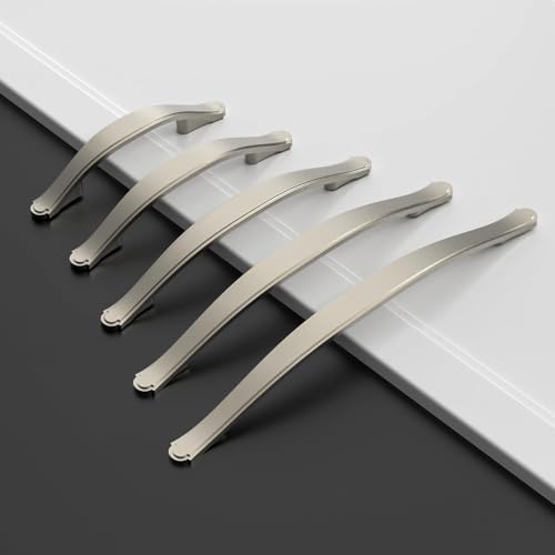 Amerdeco 10 Pack Brushed Satin Nickel Cabinet Pulls 7.5 Inch(192mm) Hole Center Drawer Pulls Cabinet Hardware Kitchen Cabinet Handles for Bathroom ZH0068 - color: Brushed Satin Nickel, size: 7.5"/192MM Hole Center