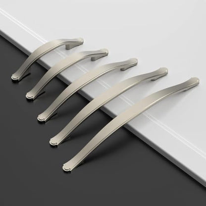 Amerdeco 10 Pack Brushed Satin Nickel Cabinet Pulls 7.5 Inch(192mm) Hole Center Drawer Pulls Cabinet Hardware Kitchen Cabinet Handles for Bathroom ZH0068 - color: Brushed Satin Nickel, size: 7.5"/192MM Hole Center