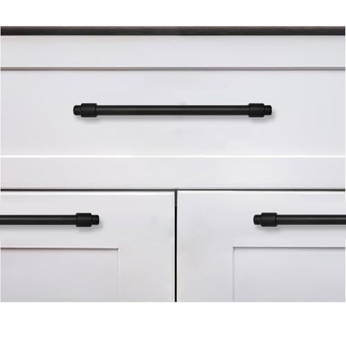 khtumeware 12 inch 5 Pack Matte Black Cabinet pulls Zinc Alloy Modern and Simple Cabinet Handle Suitable for Custom Whole-House Furniture (Kitchen/Bathroom/Bedroom). - color: Matte Black, size: 12 Inch