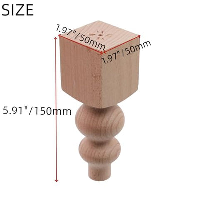 Wooden Furniture Legs, 5.9 Inch, 4 Pcs, Unfinished Sofa Feet - size: Type-1