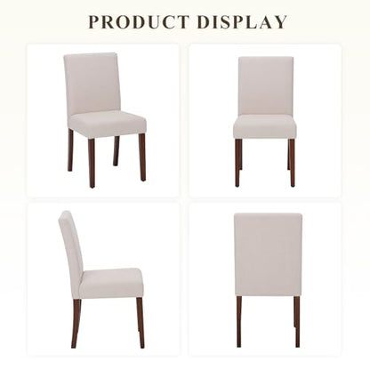 MALOL Upholstered Dining Chairs Set of 2, Fabric Dining Room Chairs, Modern Wooden Dining Chair, Kitchen Side Chairs, Farmhouse Dinner Chair with High Back for Kitchen, Beige - color: Beige, size: Set of 2