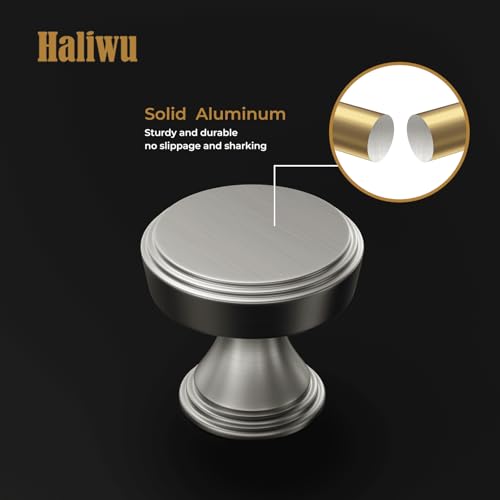 Haliwu 20 Pack Brushed Nickel Cabinet Knobs, Round Silver Cabinet Knobs - color: Brushed Nickel &Round C