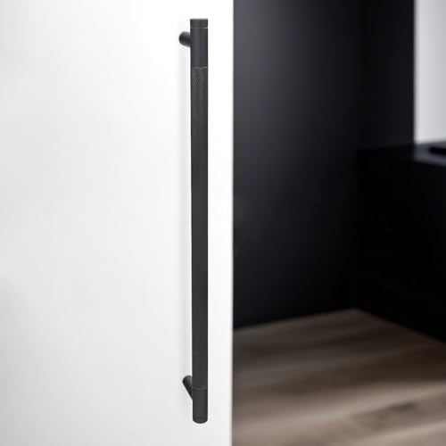 20 Pack Matte Black Cabinet Pulls knurled 10 Inch Hole Centers Kitchen Cabinet Handles Black Drawer Pulls Cabinet Hardware - color: Matte Black, size: 10 in Hole Center