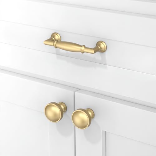 10 Pack Brushed Gold Cabinet Pulls 3 Inch(76mm) Kitchen Cabinet Handles Solid Zinc Alloy Cabinet Hardware Drawer Pulls - color: Brushed Gold, size: 3" Hole Center