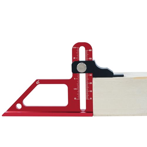 Woodworking Height Gauge, 0 to 60mm 45° Tablesaw Depth Measuring Ruler, Woodworking Setting Gauge Depth Gauge for Router Table Drill, Table Saw
