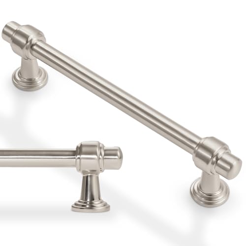 10 Pack 5 Inch Kitchen Cabinet Handles Brushed Satin Nickel Cabinet Pulls Silvery Drawer Pulls Zinc Alloy Kitchen Hardware - color: Brushed Satin Nickel, size: 5'' Hole Center(128mm)