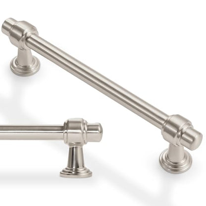 10 Pack 5 Inch Kitchen Cabinet Handles Brushed Satin Nickel Cabinet Pulls Silvery Drawer Pulls Zinc Alloy Kitchen Hardware - color: Brushed Satin Nickel, size: 5'' Hole Center(128mm)