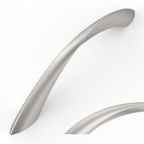 Amerdeco 10 Pack Brushed Satin Nickel 6.3 Inch(160mm) Hole Centers Kitchen Arch Twisted Cabinet Pulls Cabinet Hardware Kitchen Handles for Cabinets Cupboard Handles Drawer Pulls ZH0048 - color: Brushed Satin Nickel, size: 6.3"/160mm Hole Center