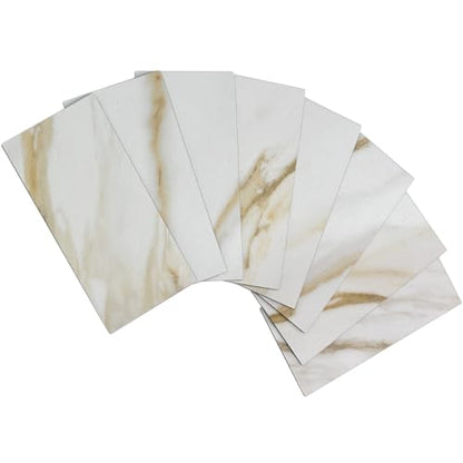 AULIGET 100-Piece Calacatta Gold Marble Look Peel and Stick Backsplash Wall Tiles, 3" x 6" Faxu Stone PVC Stick on Tile for Backsplash Kitchen, Bathroom, Laundry Room, Camper, Fireplace - color: Calacatta Gold