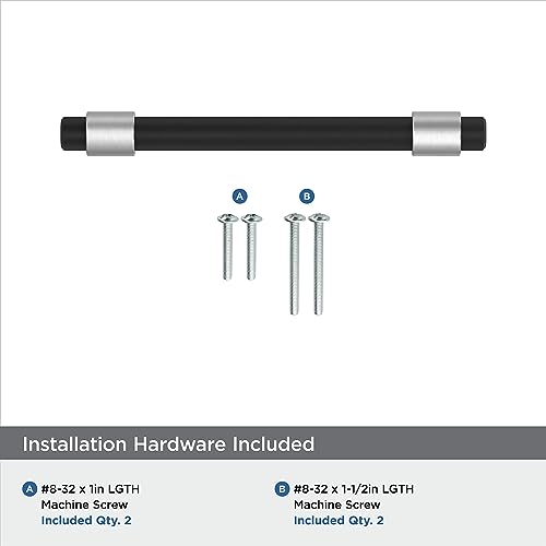 Amerock 3-3/4" Mergence Matte Black/Polished Chrome Drawer Pull - color: Matte Black/Polished Chrome