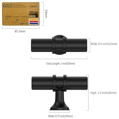 Amerdeco 10 Pack Matte Black Cabinet Knobs 2 Inch T Bar Cabinet Pulls Kitchen Cabinet Handles Cabinets Hardware Drawer Pulls ZH0058 - color: Matte Black, size: 2"/51MM