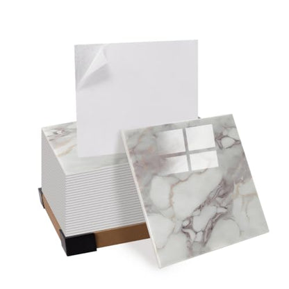 10pcs Peel and Stick Shower Tile Waterproof Marble Tiles Wall Panels 11.8"X11.8" Self-Adhesive Backsplash for Home Bathroom Kitchen Showers (Not Real Tile)