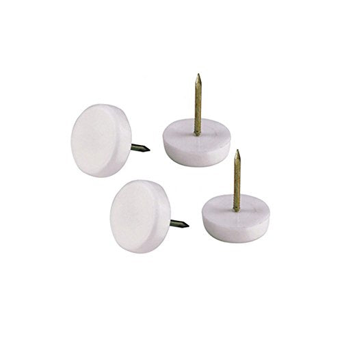 Modket M4330-34-WT-4 Furniture Slider Pads Chair Tables Leg Feet Tile & Hard Wood Floor Protector 3/4" White Round Nail Glide 4 pcs