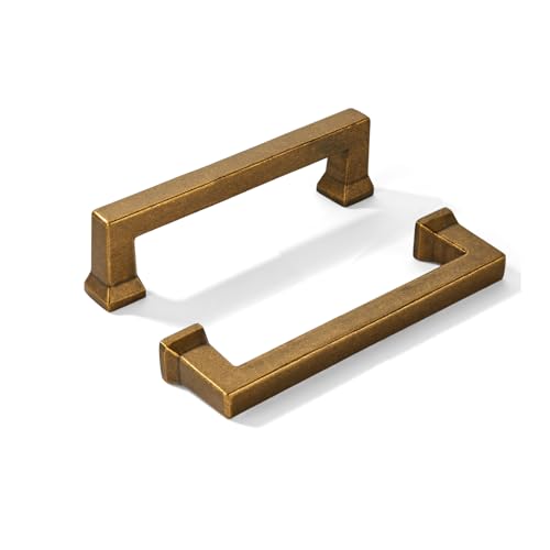 khtumeware 10 Pack 3-3/4inch(96mm) Hole Center Vintage Antique Brass Cabinet Pulls Heavy-Duty Solid Cabinet Hardware Pulls for Kitchens, bathrooms and Dresser Handle - color: Antique Brass, size: 3-3/4inch(96mm) hole center