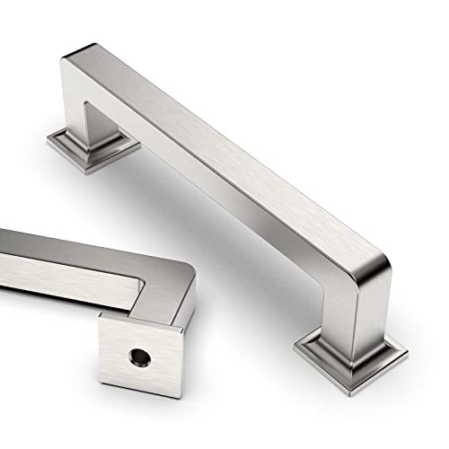 Asidrama 10 Pack 3.75 inch Brushed Satin Nickel Kitchen Cabinet Handles - color: Brushed Satin Nickel, size: 3.75" Hole Center(96mm)