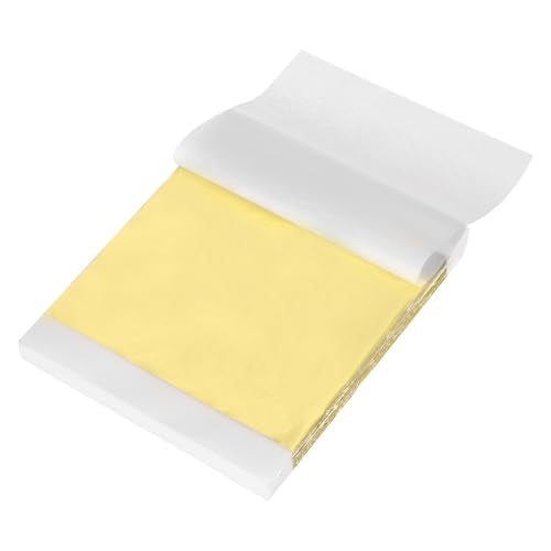 MECCANIXITY 300 Pcs Gold Leaf Sheets 5.5" x 5.5" Imitation Gold Foil Sheets for Crafts,Picture Frames,Sculpture,Nails and DIY Arts Decoration,Yellow - color: Yellow