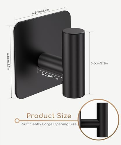 Aikzik 4 Pack Large Heavy Duty Wall Hooks - 26lb Max, Stainless Steel Adhesive Towel Hook, Shower Hooks for Hanging Towel, Coat, Robe, Wall Hook for Use in Bathroom, Kitchen and Door, Matte Black - color: Black