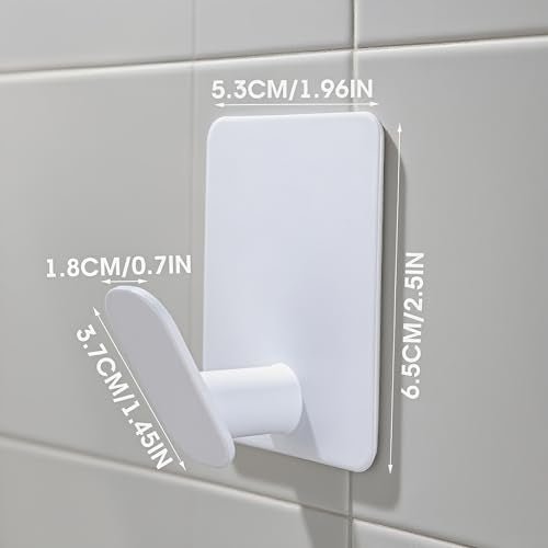 DELITON Adhesive Towel Hooks, SUS 304 Steel No Drill Shower Hooks - color: White-4