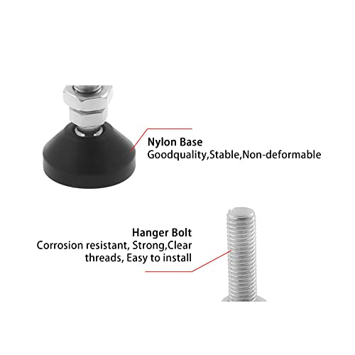4 PC Screw On Heavy Duty Leveling Feet M8 Threaded, Adjustable Furniture Levelers, Anti Skid Rubber Swivel Levelers for Desk Chair Cabinet Dresser Bench Workbench Machine Leg (D40xM10x50) - size: ['D40xM10x50mm']