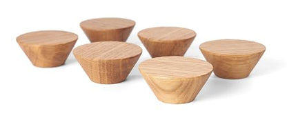 6 Pack Wood Cone Cabinet Knobs (Light) - 1 ½ " Diameter Round Shape - Wooden Drawer Pulls for Cabinets Doors, Dresser and Drawers Knob, Kitchen Cabinet Door Handle - color: Light 6 Pack
