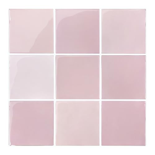 COMSTICKC Thicker 3D Peel and Stick Backsplash Tiles, 10 Pcs 12" x 12" - color: Vintage Pink