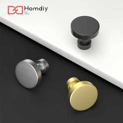 homdiy 30 Pack Brushed Gold Cabinet Knobs, Round Brass Dresser Knobs - color: Gold