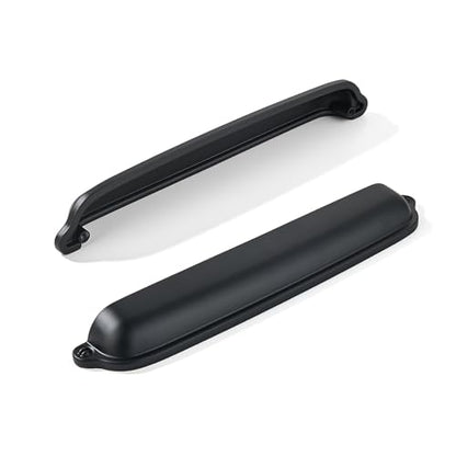 khtumeware 10 Pack Matte Black Cup Pulls 6 Inch Center to Center - Cabinet & Drawer Handles for Kitchen Hardware - color: Matte Black, size: 6"(152mm) Hole Center