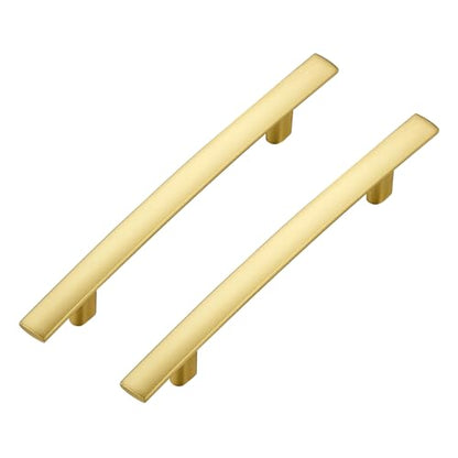 30 Pack Brushed Brass Cabinet Handles, 4" Hole Center Curved Pulls - color: Brushed Brass, size: 4" Hole Center